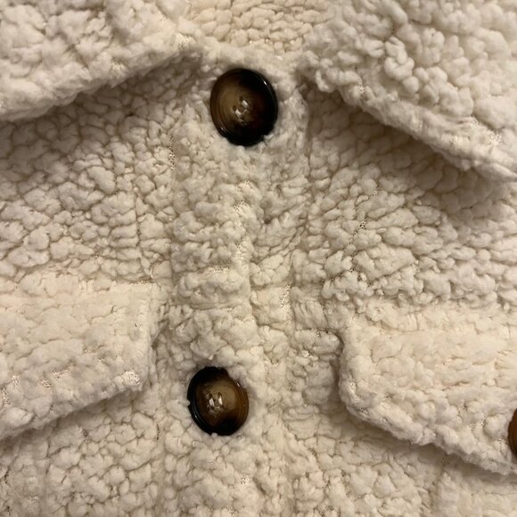 HYFVE Play It Right Teddy Fabric Button-down cropped Jacket cream size small - Picture 8 of 10